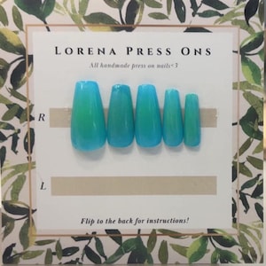 Blue and Green Aura Press On Nails