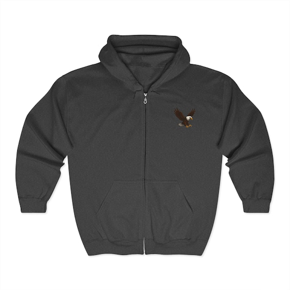 Eagle Unisex Heavy Blend™ Full Zip Hooded Sweatshirt, full zip hoodie jacket, workout jacket, hoodie sweatshirt jacket
