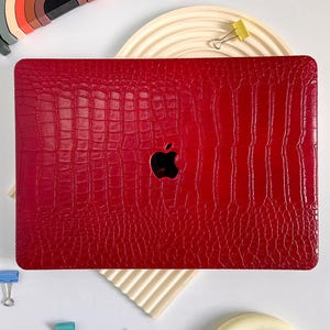 Luxury Wine Red Crocodile Leather Case for Macbook Air 13 Case Pro 14, for Macbook Pro 13 15 16 Protective Cover Case for Air 15 11 12