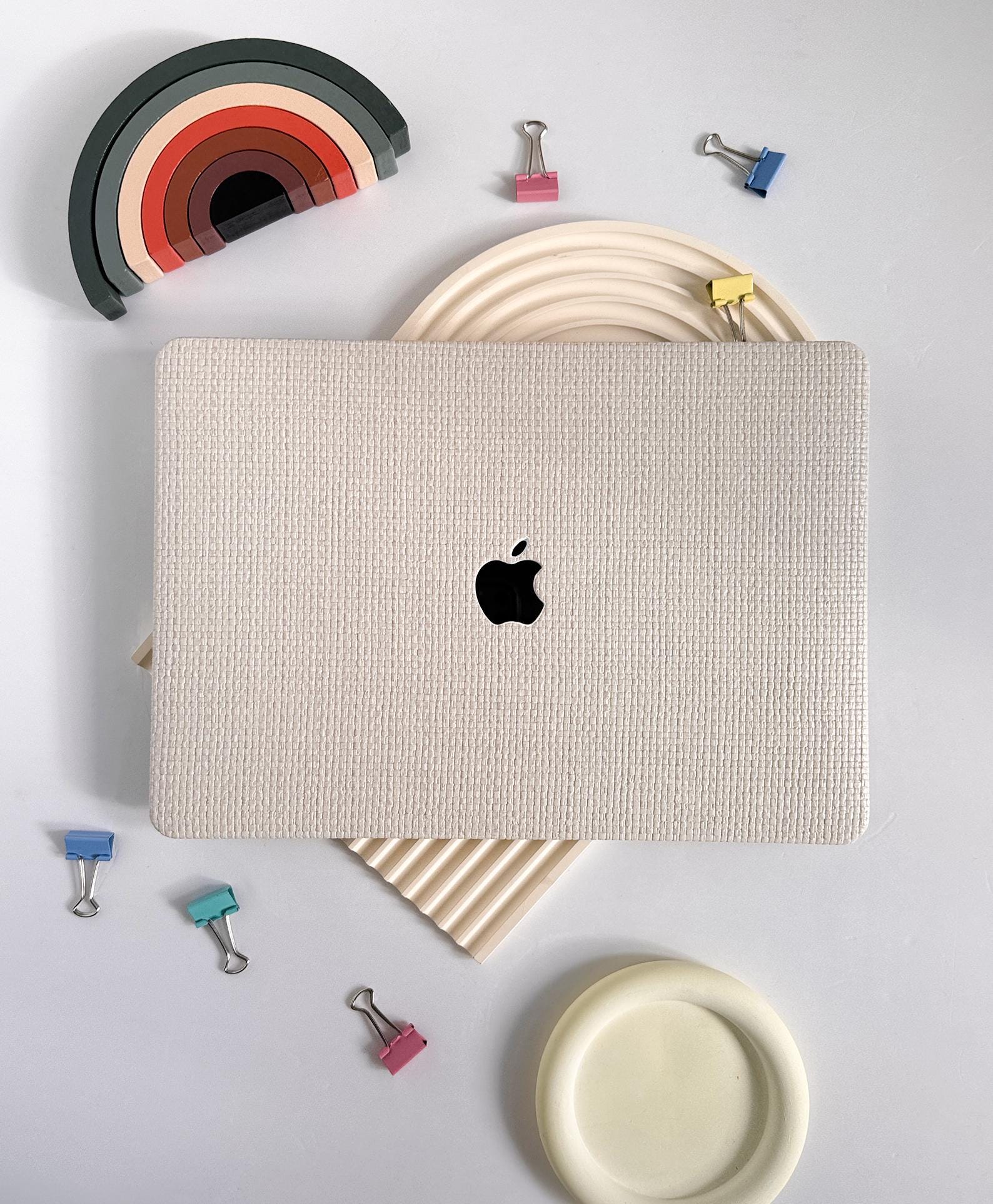 Beige Leather Case for Macbook Air 13 Case Pro 14, Retor Checkered Case,for Macbook Pro 13 15 16 Protective Cover Case for Air 15 11 12