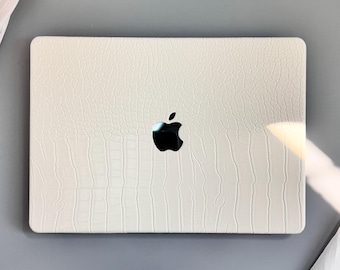 Luxury White Crocodile Leather Case for Macbook Air 13 Case Pro 14, for Macbook Pro 13 15 16 Protective Cover Case for Air 15 11 12