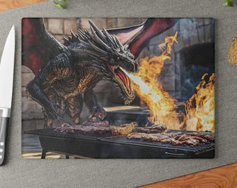 Dragon Glass Cutting Board, Fantasy Kitchen Decor, Cooking Gift, Unique Foodie Present, Mythical Creature Cooking Utensil