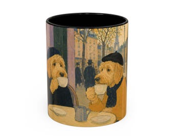 Goldendoodles Drinking Coffee Paris Cafe Mug | 11oz 15oz