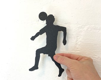 10 Black or White Soccer boy man profile cutouts, soccer player Silhouette, Cutout, Punches, Decorations, white black shape, Paper Cutout