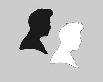 10 Black or White Elvis profile cutouts, Elvis Silhouette, Rock and Roll Singer Cuts, Punches, Decorations, white black shapes, Paper Cutout