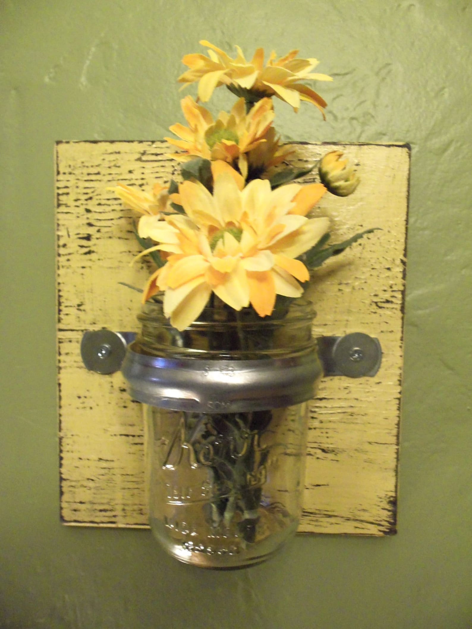 Mason Jar Wall Decor Wall Vase Mason Jar Sconce Wall Etsy