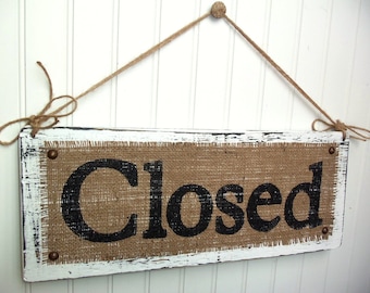 Rustic Open Closed Shop Sign Wooden Shabby Double Sided Door Hanging Chic 