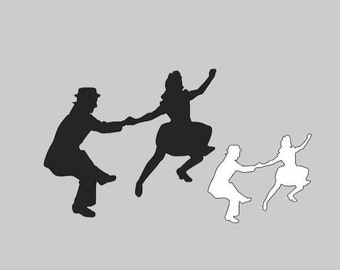 10 Black or White Swing Dance cutouts, swing dancing couple Silhouette, dancer Die Cut, Punches, Decoration, white black shape, Paper Cutout