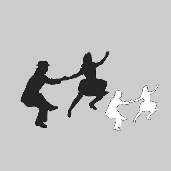 10 Black or White Swing Dance cutouts, swing dancing couple Silhouette, dancer Die Cut, Punches, Decoration, white black shape, Paper Cutout