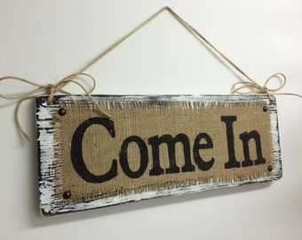 Open and Closed sign, Come In Business sign, BURLAP, Distressed Hanging Sign, boutique, business, shop, storefront sign, store signs, rustic
