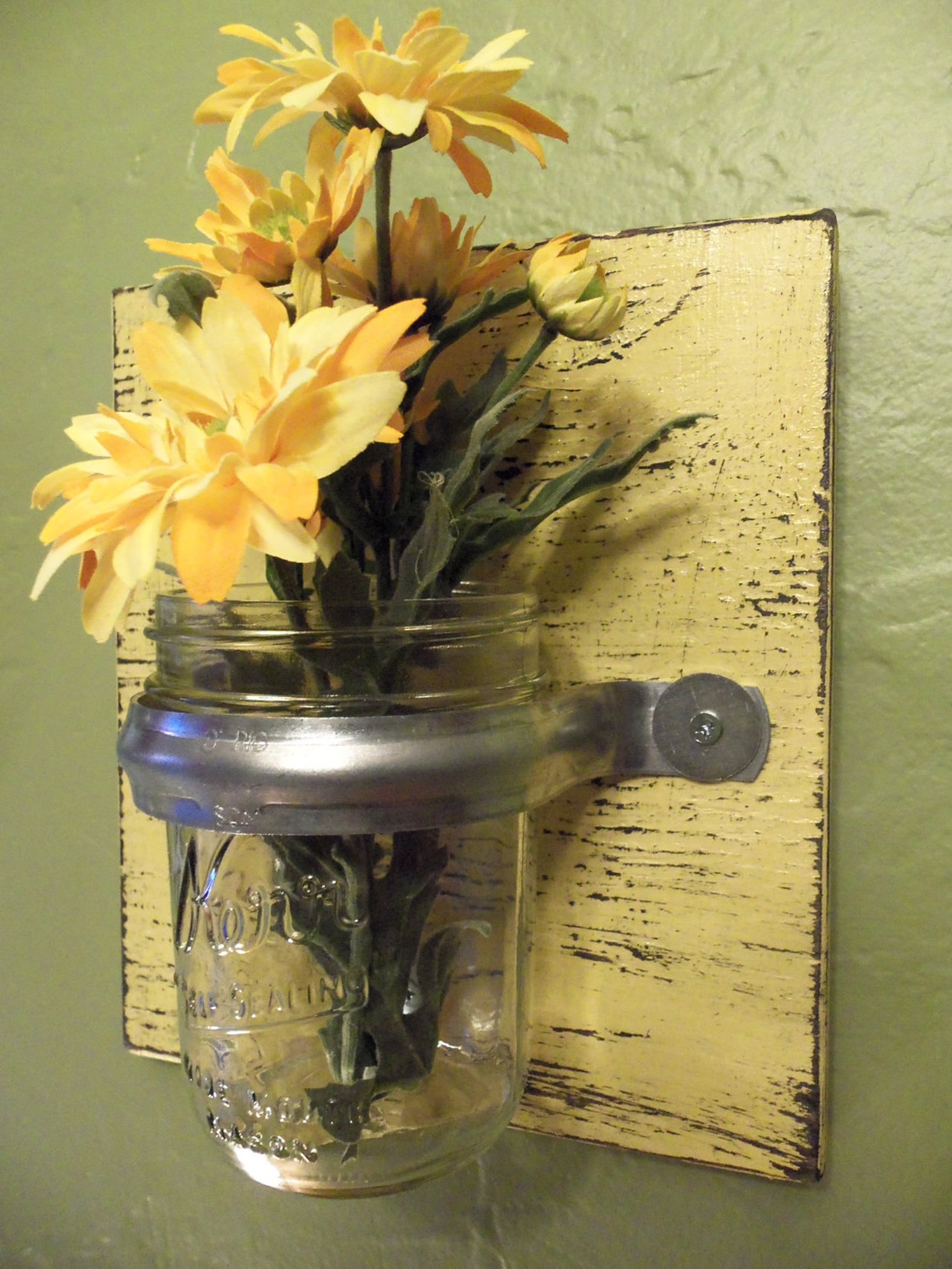 Mason Jar Wall Decor Wall Vase Mason Jar Sconce Wall Etsy
