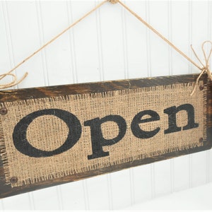 Business Sign, OPEN CLOSED, two sided, double sided, open and closed sign, Shop Decor, Boutique signs, BURLAP, shabby chic, Boutique signs image 1