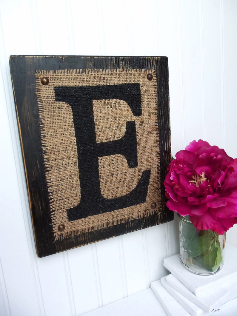 BURLAP SIGN, Wood Letters, Custom name signs, custom colors, beach house, farmhouse style, rustic farm wood, girls name sign, boys name sign image 3