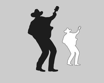 10 Black or White singing cowboy cutouts, Cowboy Silhouette, Country Singer Die Cuts, Punches, Decorations, white black shapes, Paper Cutout