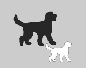 10 Black or White Goldendoodle cutouts, Dog Silhouette, puppy Die Cuts, Punches, Decorations, dog scrapbooking shapes, Dog Paper Cutout