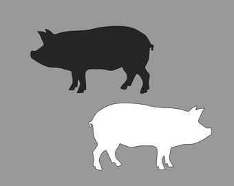 10 Black or White PIG cutouts, Black pig White pig Die Cuts, Punches, Decorations, animal shape, farm animal, Paper Shape Cutout, silhouette