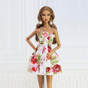 12in Doll Clothes Floral Mini Dress For Fashion Royalty Doll, FR2, FR6, Nuface, Poppy Parker Integrity Toy Outfit D173F