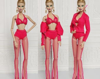 Doll Clothes Fashion Royalty 12" FR2, FR6, Nuface Pink Bikini Blazer D045P