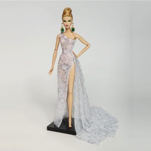 12in Doll Clothes White One-Shoulder Sheath Dress For Fashion Royalty Doll, FR2, FR6, Nuface, Poppy Parker Integrity Toy Outfit D025W
