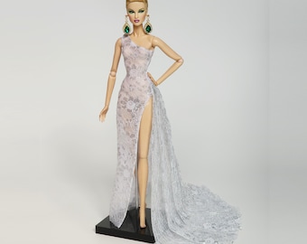 Doll Clothes Fashion Royalty 12" FR2, FR6, Nuface, Poppy Parker White One-Shoulder Sheath Dress D025W
