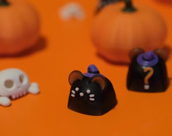 Witch Mouse Keycap: Kawaii Artisan Resin Keycap for MX Keyboards