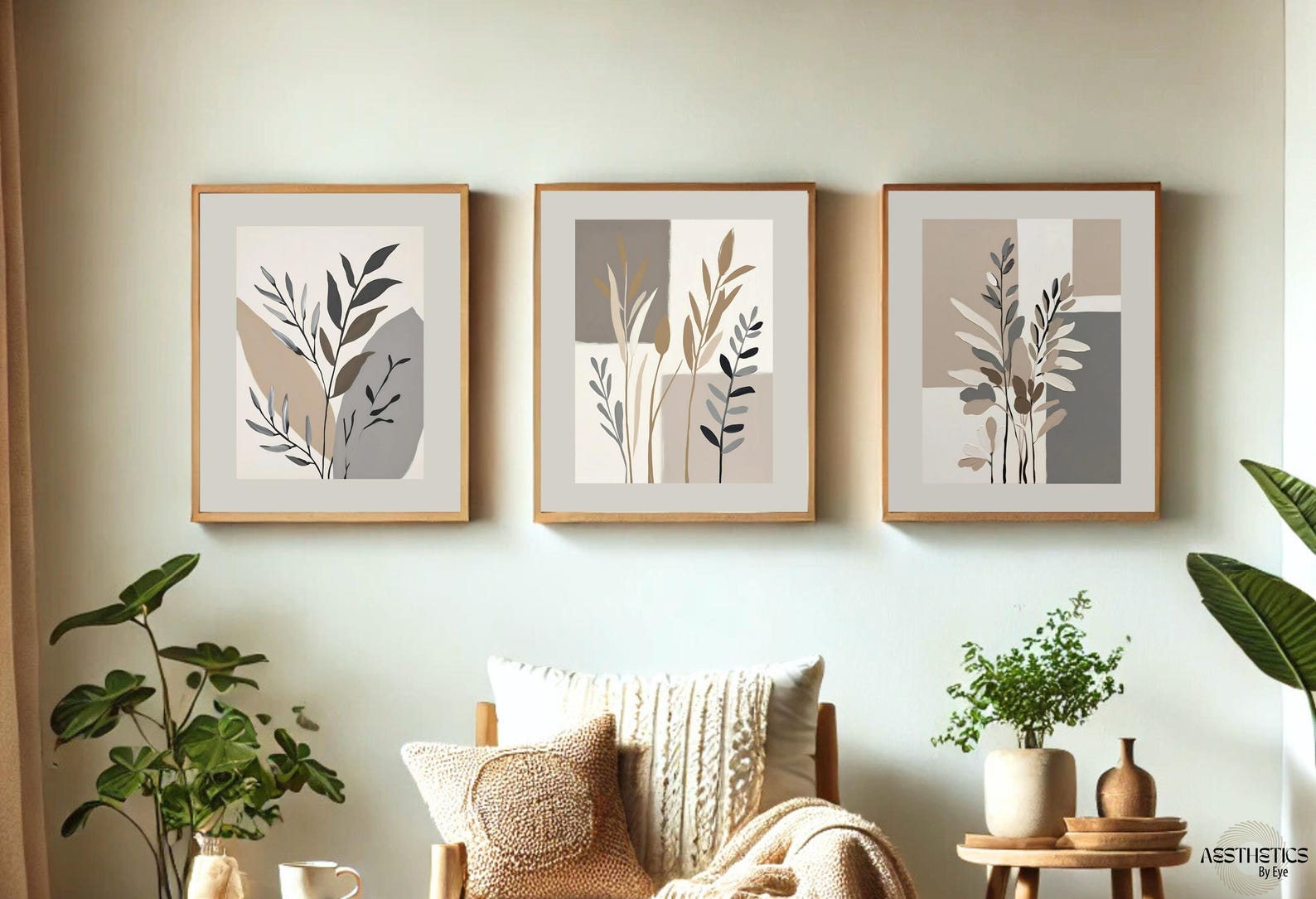 Neutral Foliage Prints - Set of 3 Botanical Wall Art (digital Download ...