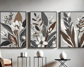 Neutral Botanical Art Print | Minimalist Floral Wall Decor (Digital Download)