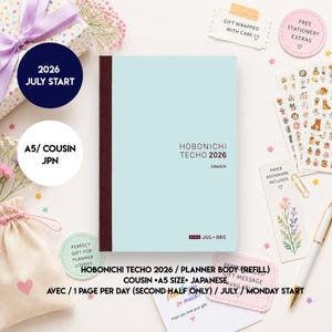 Avec Hobonichi Techo 2026 Cousin Avec Book (July Start) A5 Size / Daily Single 6-month book / Jul start / Mon start