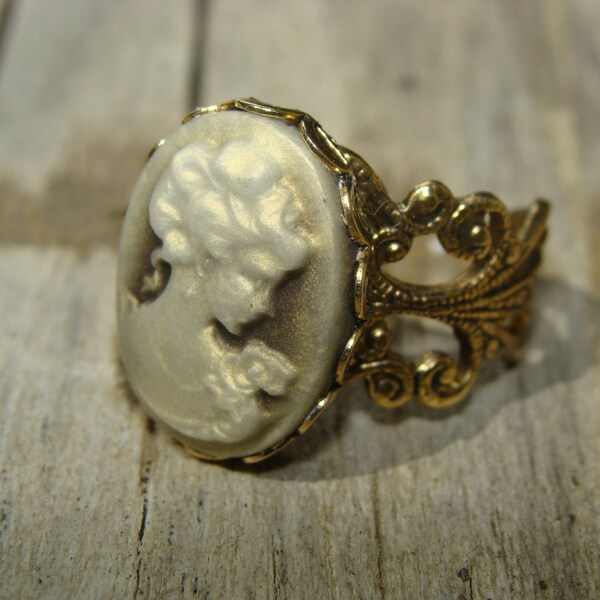 SALE - Copper Cameo Adjustable Ring