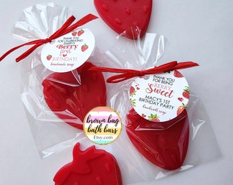 Strawberry Soap Favors, Berry Sweet Favors, Berry First Birthday, Strawberry Shower Favors, Strawberry Party Favors, Sweet One