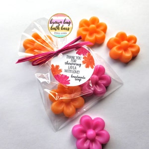 Daisy Soap Shower Favors, April Showers May Flowers Favors, Baby in Bloom Favors, Bridal Tea Soap, Love in Bloom, Wildflower Shower Favors hot pink/orange
