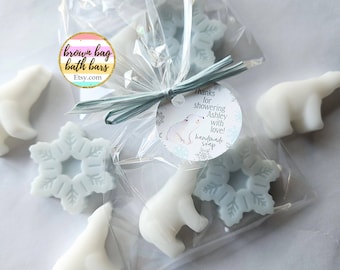 Polar Bear Soap Favors: Winter Wonderland Baby Shower Snowflake Soaps