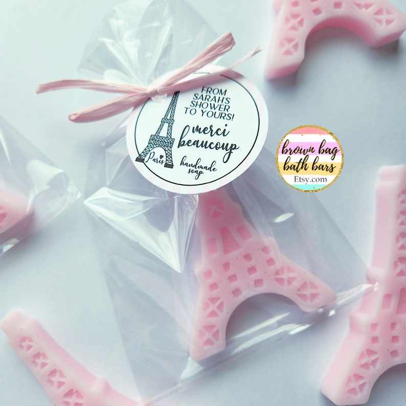 Eiffel Tower Soap Shower Favors, Paris Party Favors, Eiffel Tower Soap Favors, Paris Baby Shower Favors, French Party Favors, pink stripe