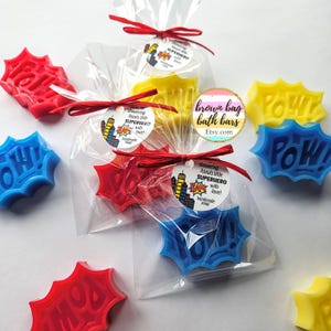 Superhero Baby Shower Favors: Scented POW Soap with Personalized Tag