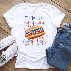 Funny Hot Dog 4th of July PNG | Patriotic Sublimation Design | Red White Blue BBQ Clipart | Digital Download for T-Shirts