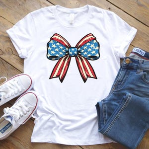 Patriotic Bow PNG | 4th of July Sublimation Design | Red White Blue USA Clipart | Digital Download for T-Shirts & Crafts