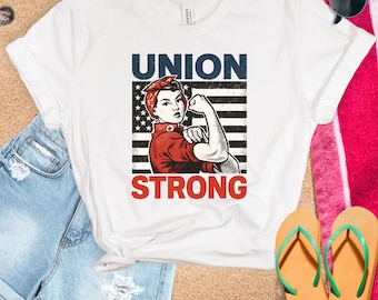 Union Strong PNG | Rosie the Riveter Labor Art | Patriotic Worker Clipart | Instant Digital Download