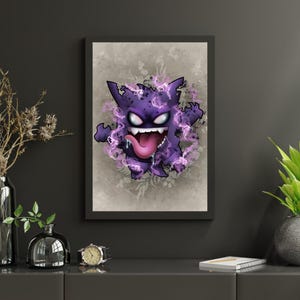 Zombie Gengar Horror inspired Premium Art Print Poster Wall art