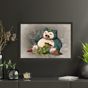 Zombie Snorlax Horror inspired Premium Art Print Poster Wall art