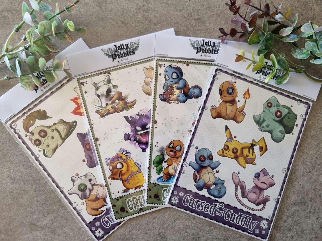 Voodoo/ Zombie Inspired Pokemon Sticker Sheets- Cursed but Cuddly and ...
