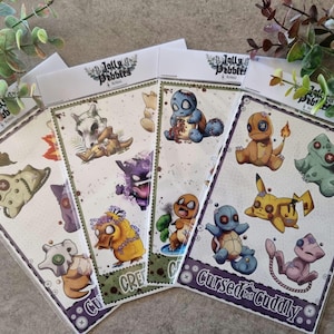 Fogli di adesivi Pokemon ispirati a Voodoo/Zombie - Creature maledette ma coccolose e inquietanti - 5 adesivi