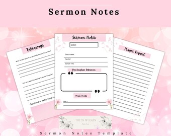 Appunti del sermone / Appunti del sermone Journal / Sermone / Appunti del sermone Notebook / Modello del sermone / Organizzatore del sermone / Appunti della chiesa Journal