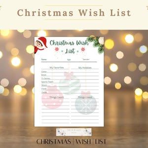 Deseo de Navidad / Lista de deseos de Navidad / Carta de Papá Noel / Regalo para ella menor de 20 años / Regalo de Navidad / Navidad digital / Regalo de Navidad