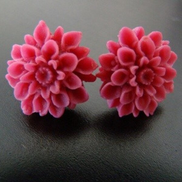 Raspberry Dahlia Stud Earrings