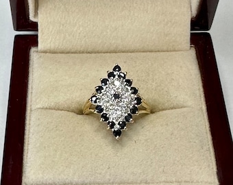 14k Gold Sapphire & Diamond Ring Size 6