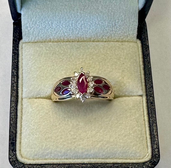 14k Ruby and Diamond Ring Size 8 - image 1
