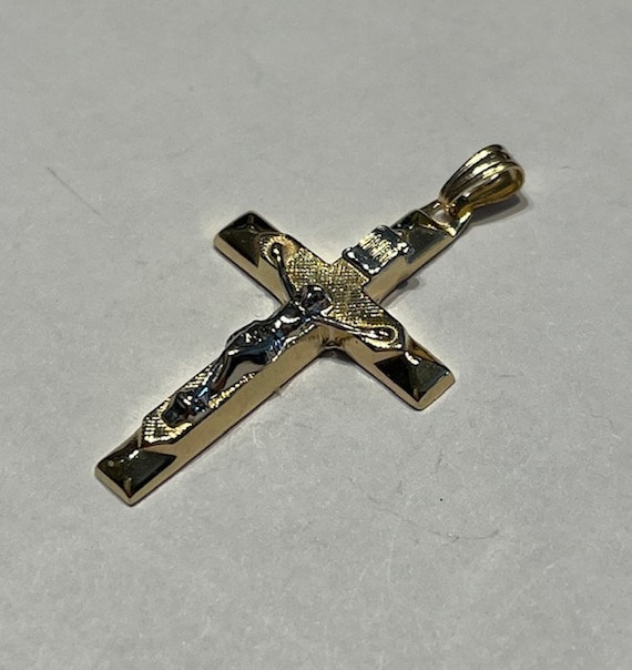 Vintage 14k Gold Crucifix Cross Pendant - image 2