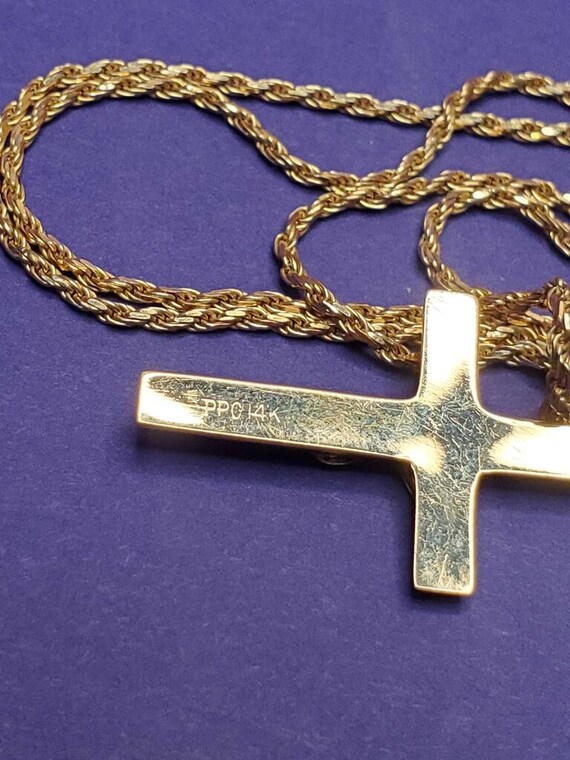 14k Gold Crucifix with 20" 14k Gold Rope Chain Unis… Gem