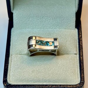 Sterling Silver Blue Topaz Ring Size 5.5