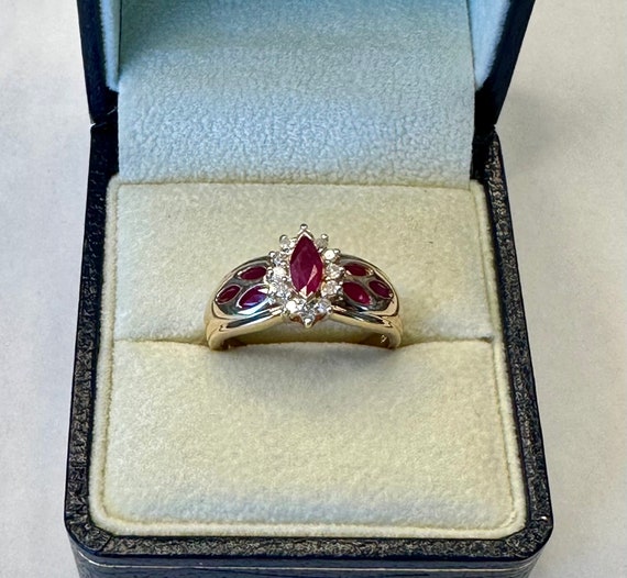 14k Ruby and Diamond Ring Size 8 - image 2